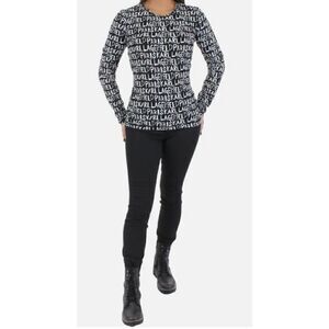 Karl Lagerfeld Paris Black Printed Graphic Long Sleeved T NWT Size Small